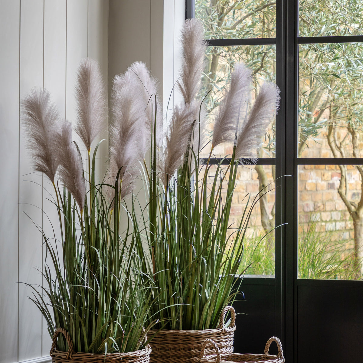 Gallery Direct Potted Grass with Pampas Seed Heads Green Large, styled in a supplier lifestyle setting
