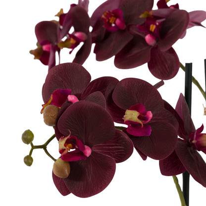 Gallery Direct Real Touch Plum Orchid In Ceramic Ridged Pot, close-up showing its finish and detail
