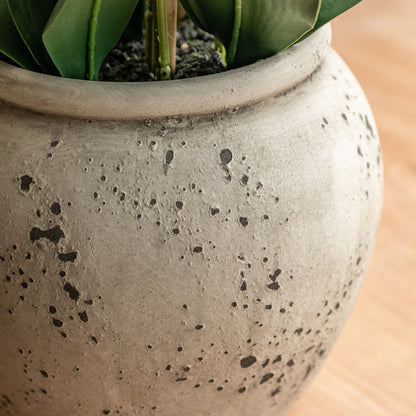 Gallery Direct Real Touch White Orchid In Cement Style Pot, close-up showing its finish and detail