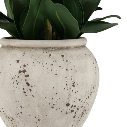 Gallery Direct Real Touch White Orchid In Cement Style Pot, close-up showing its finish and detail