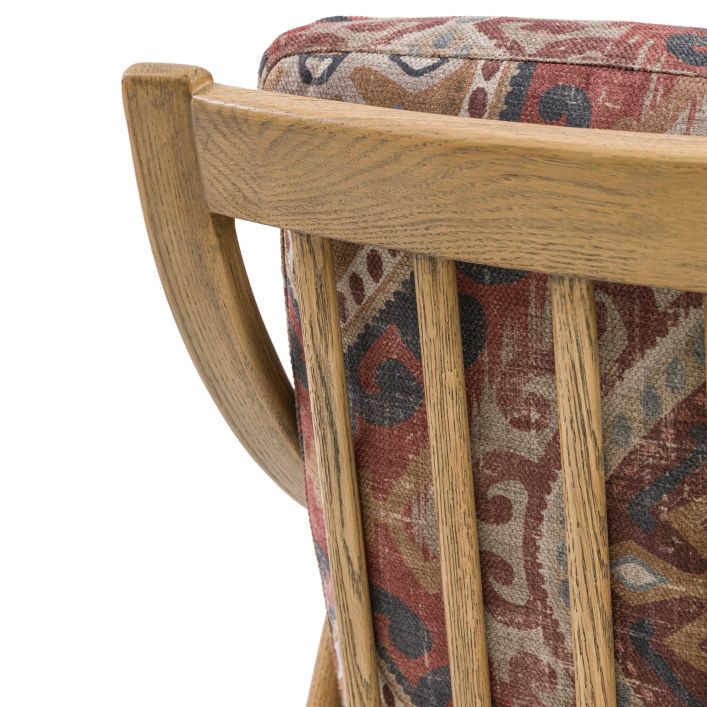 Gallery Direct Reliant Armchair in Zari Jacquard patterned seat upholstery, with a ash wooden frame and spindle backrest.