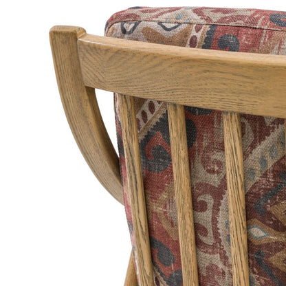 Gallery Direct Reliant Armchair in Zari Jacquard patterned seat upholstery, with a ash wooden frame and spindle backrest.