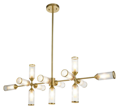 Gallery Direct Remo 13 Linear Pendant Light Satin Brass, complete product view on a white background