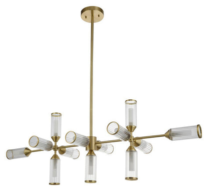 Gallery Direct Remo 13 Linear Pendant Light Satin Brass, complete product view on a white background