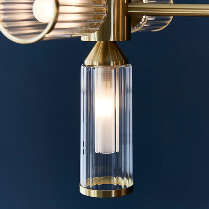 Gallery Direct Remo 13 Linear Pendant Light Satin Brass, close-up of the finish and design