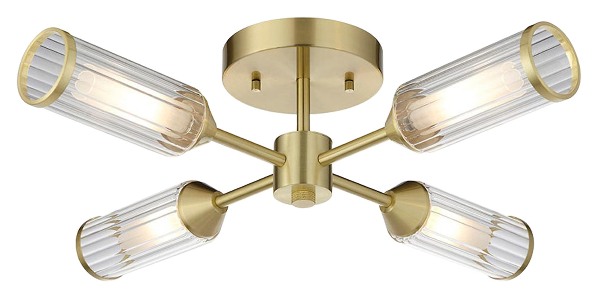 Gallery Direct Remo 4 Ceiling Light Satin Brass, complete product view on a white background