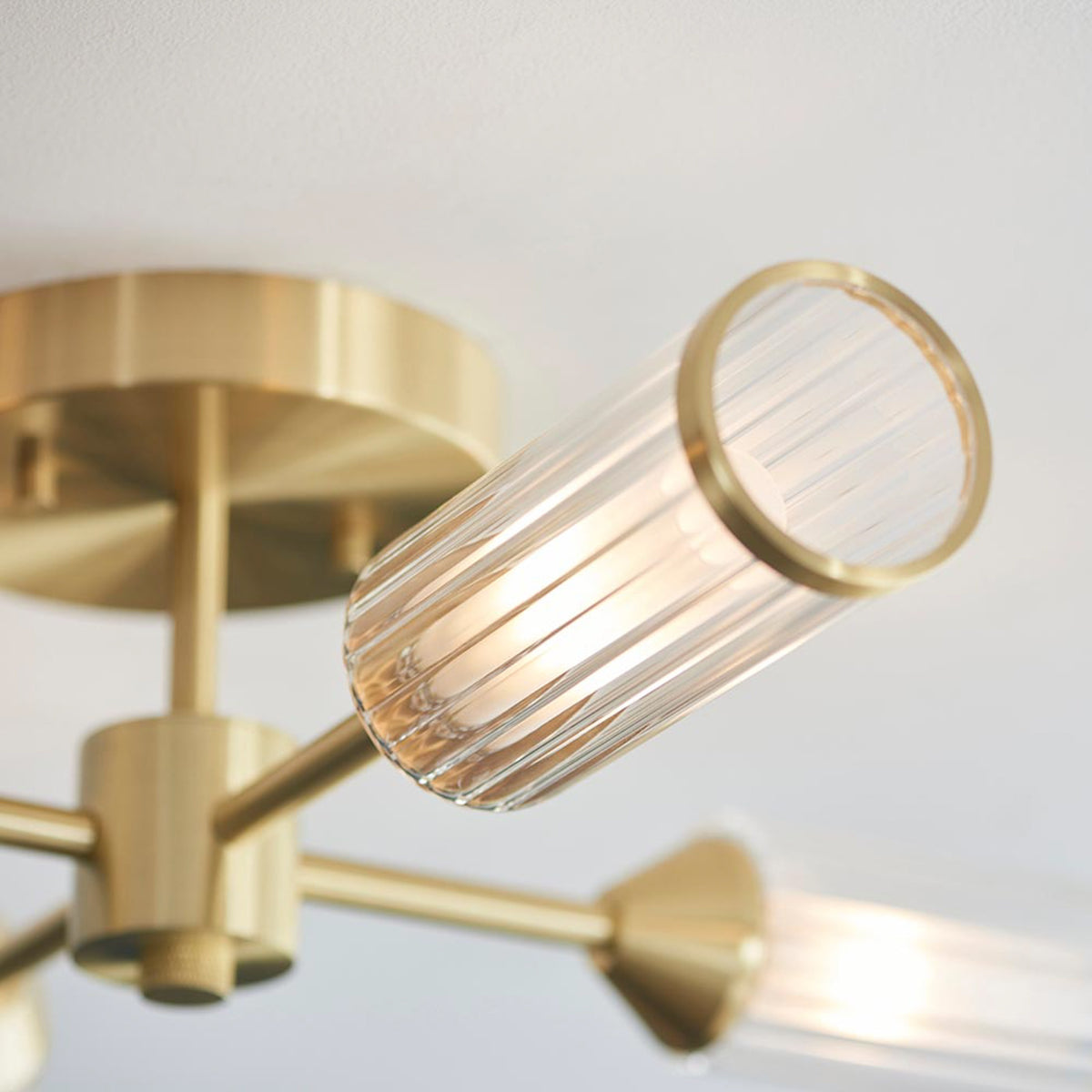 Gallery Direct Remo 4 Ceiling Light Satin Brass, close-up of the finish and design