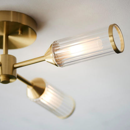 Gallery Direct Remo 4 Ceiling Light Satin Brass, close-up of the finish and design