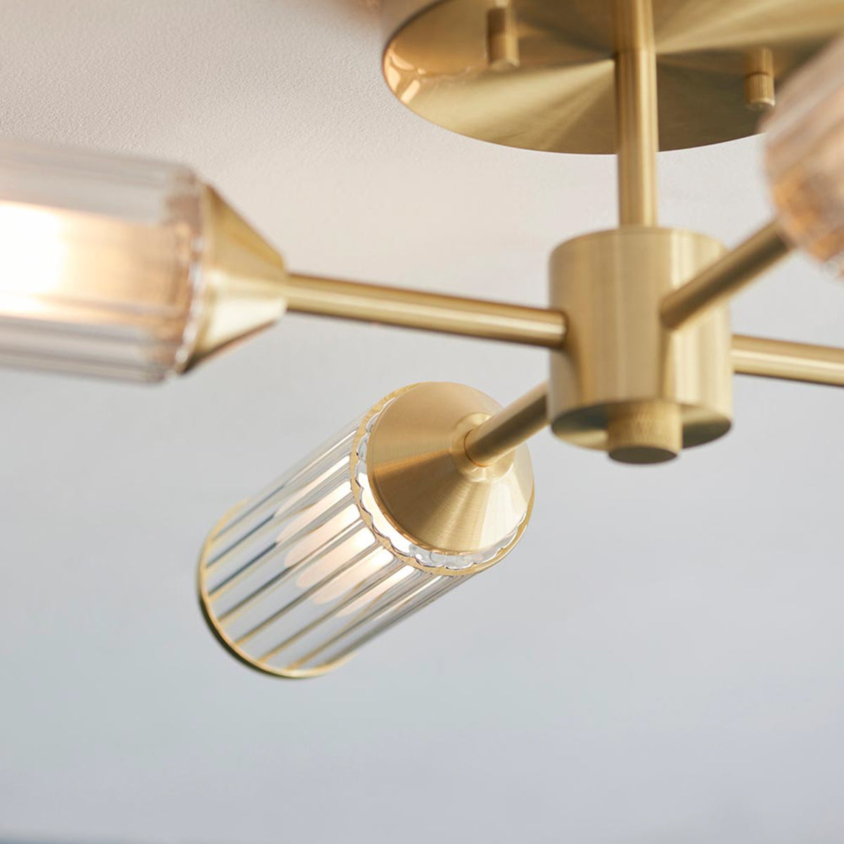Gallery Direct Remo 4 Ceiling Light Satin Brass, close-up of the finish and design