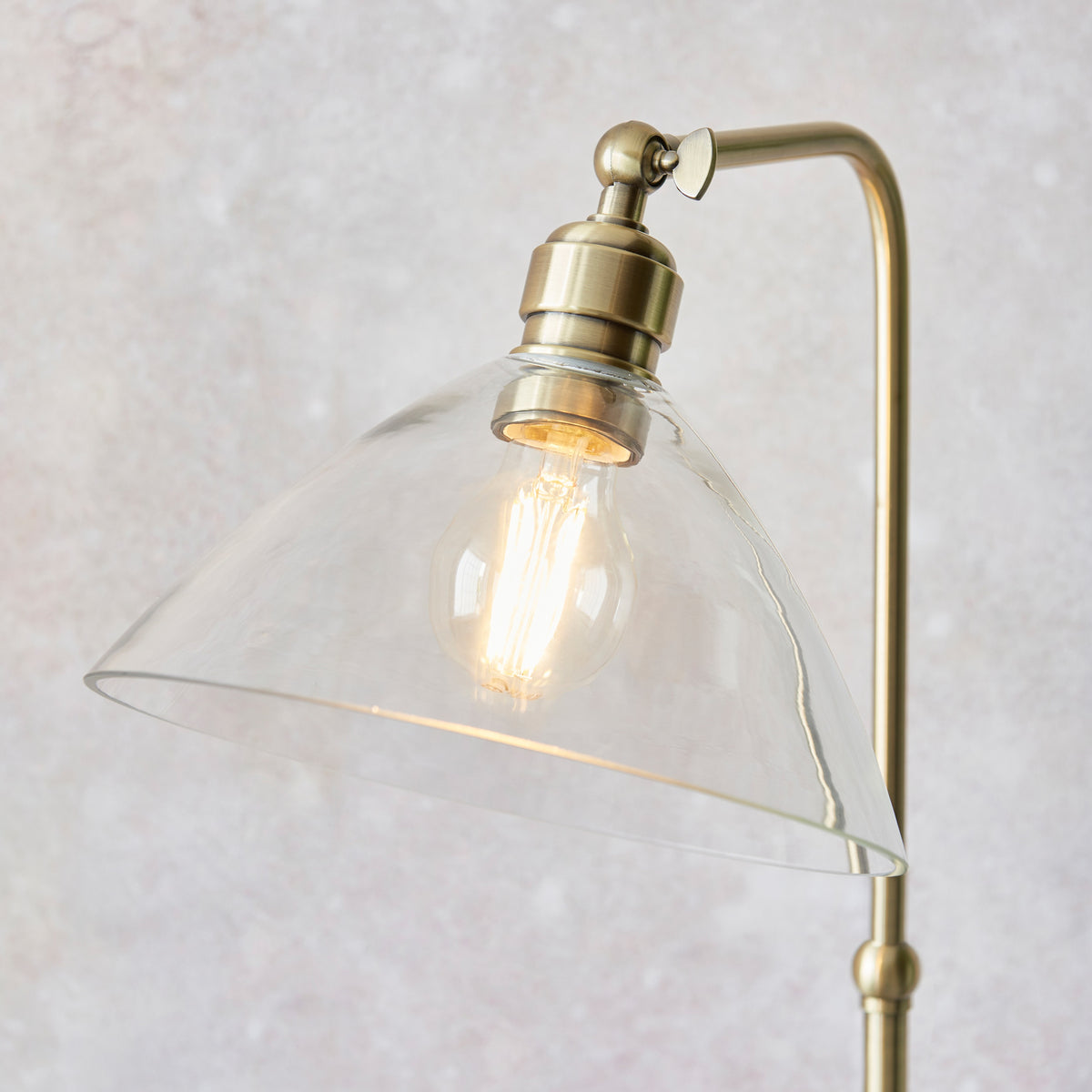Gallery Direct Renata Floor Lamp Antique Brass, close-up of the finish and design