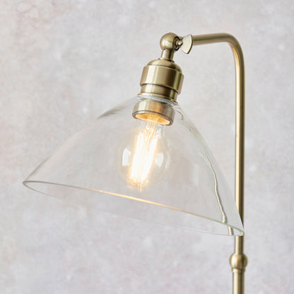 Gallery Direct Renata Floor Lamp Antique Brass, close-up of the finish and design