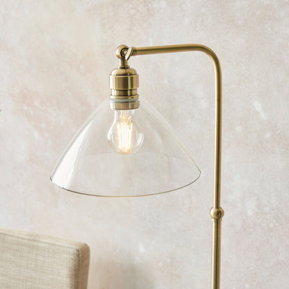 Gallery Direct Renata Floor Lamp Antique Brass, close-up of the finish and design