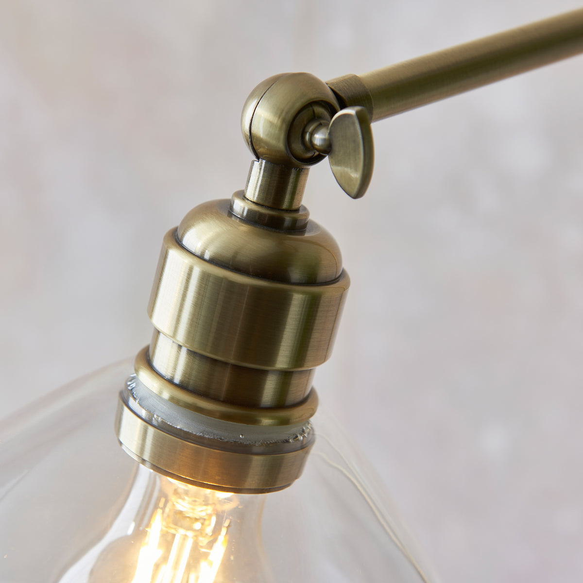 Gallery Direct Renata Floor Lamp Antique Brass, close-up of the finish and design