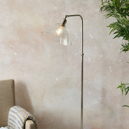 Gallery Direct Renata Floor Lamp Bright Nickel, styled in a room setting