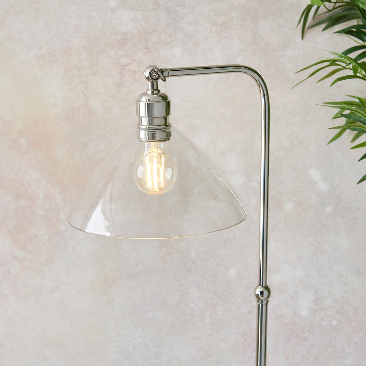 Gallery Direct Renata Floor Lamp Bright Nickel, styled in a room setting