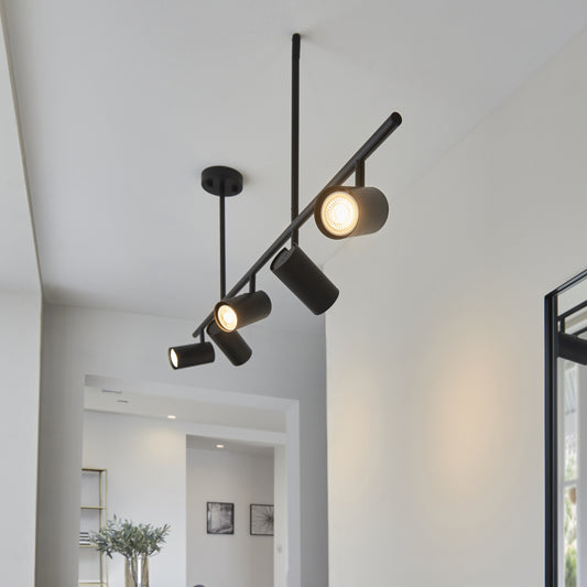 Gallery Direct Rez 5 Ceiling Light Black, styled in a room setting