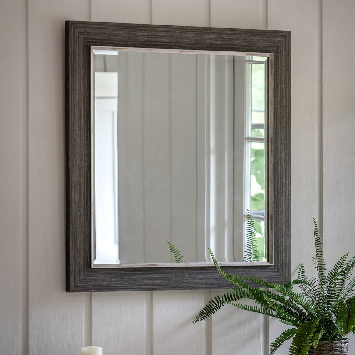 Gallery Direct Richmond Square Mirror Pewter displayed in a styled interior
