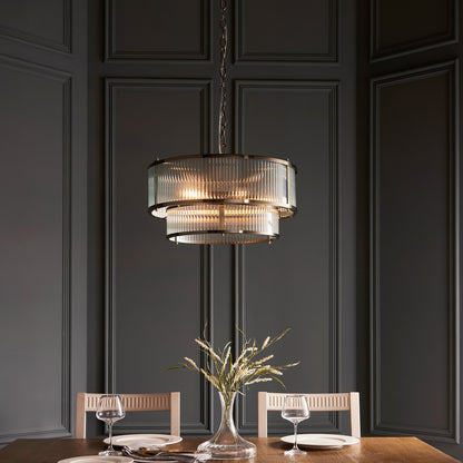 Gallery Direct Ridgeton 5 Pendant Light Antique Brass, styled in a room setting