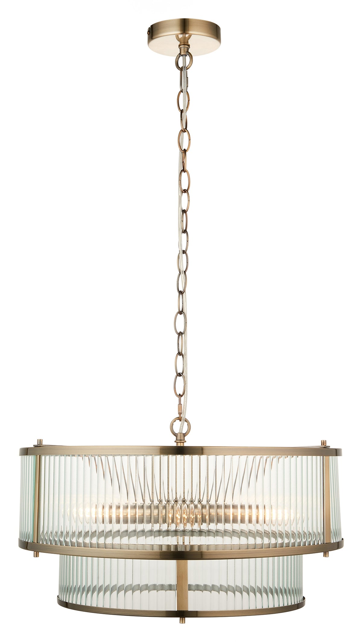 Gallery Direct Ridgeton 5 Pendant Light Antique Brass, complete product view on a white background