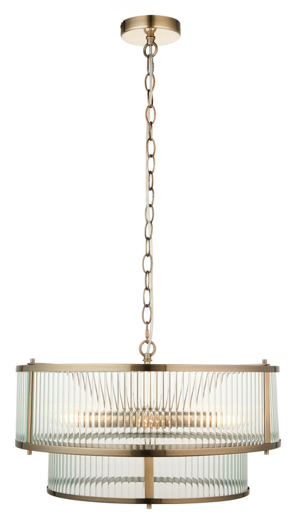 Gallery Direct Ridgeton 5 Pendant Light Antique Brass, complete product view on a white background