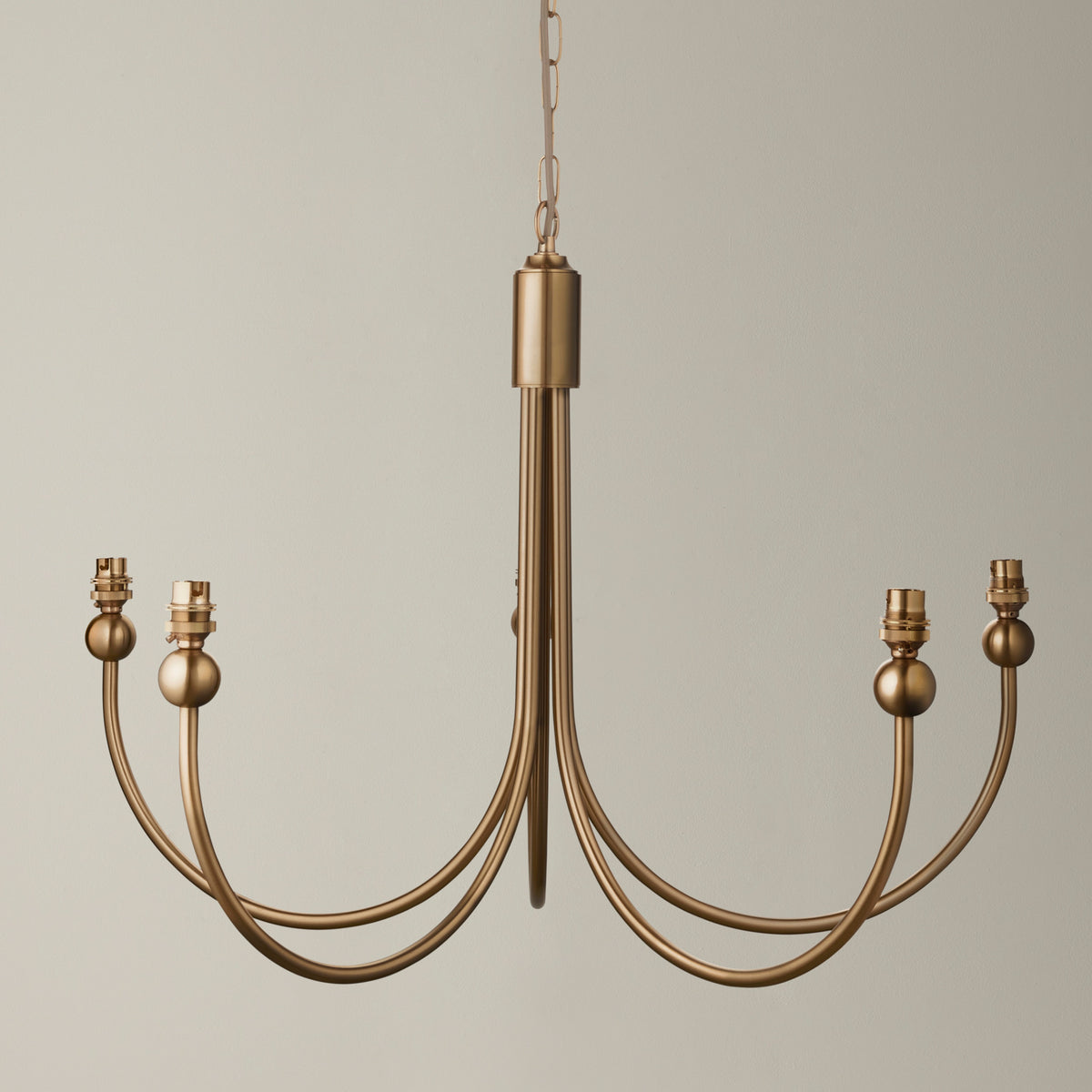 Gallery Direct Santiago 5 Pendant Light Fitting Curved Brass, styled in a room setting