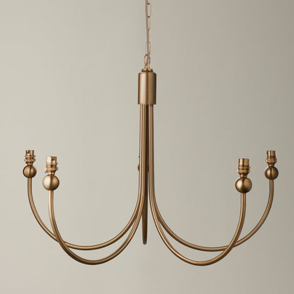 Gallery Direct Santiago 5 Pendant Light Fitting Curved Brass, styled in a room setting
