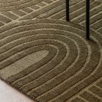 Gallery Direct Saser small olive coloured Rug measures 1200x1800mm and has a geometric design
