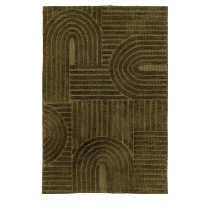 Gallery Direct Saser Large Rug measuring 1600x2300mm in a rich Olive green geometric pattern