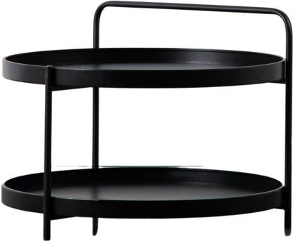 Gallery Direct Sennen Coffee Table with a tray-style table top and lower shelf in a black metal finish