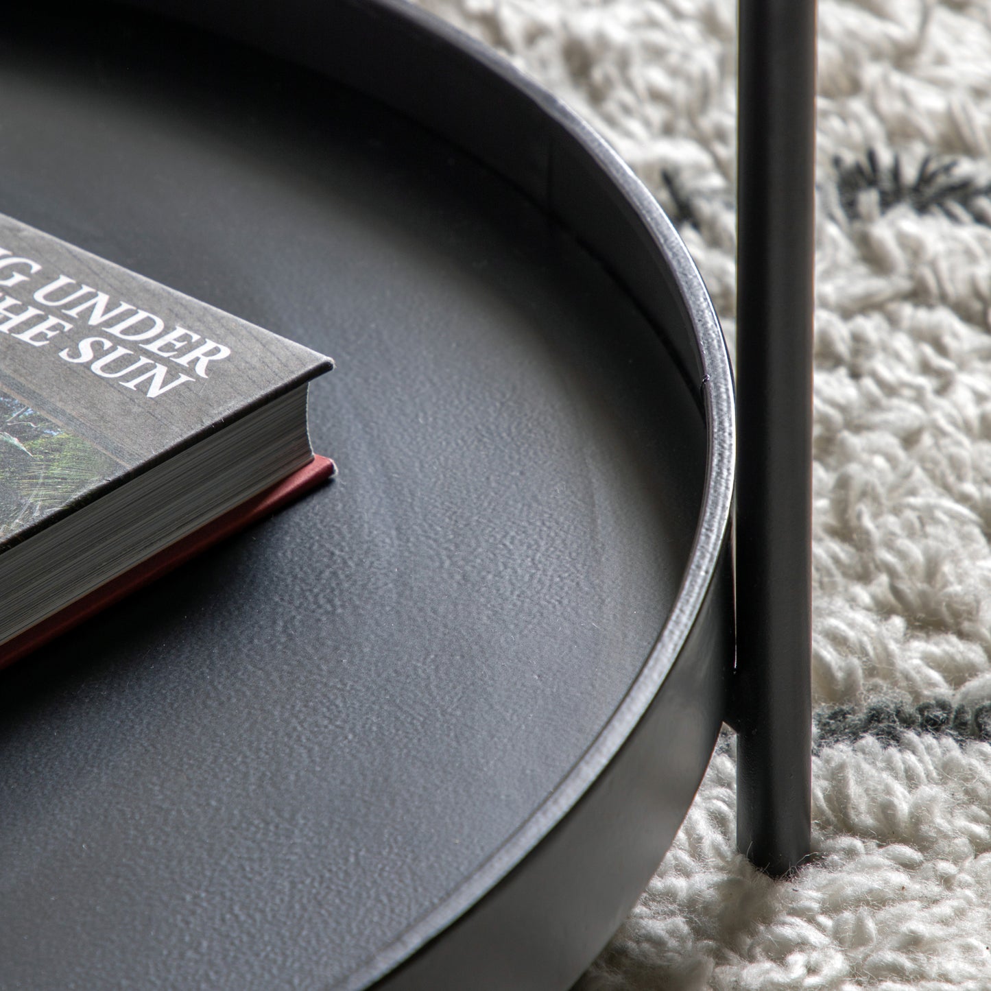 Gallery Direct Sennen Coffee Table in Black metal with tray-style table top and lower shelf