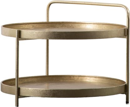 Gallery Direct Sennen Coffee Table in a Gold leaf finish on a metal frame, with a tray style table top and a lower shelf