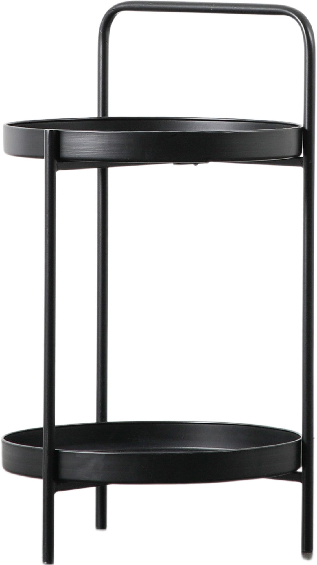 Gallery Direct Sennen Side Table in Black metal with handle detail, a tray style table top and a lower shelf