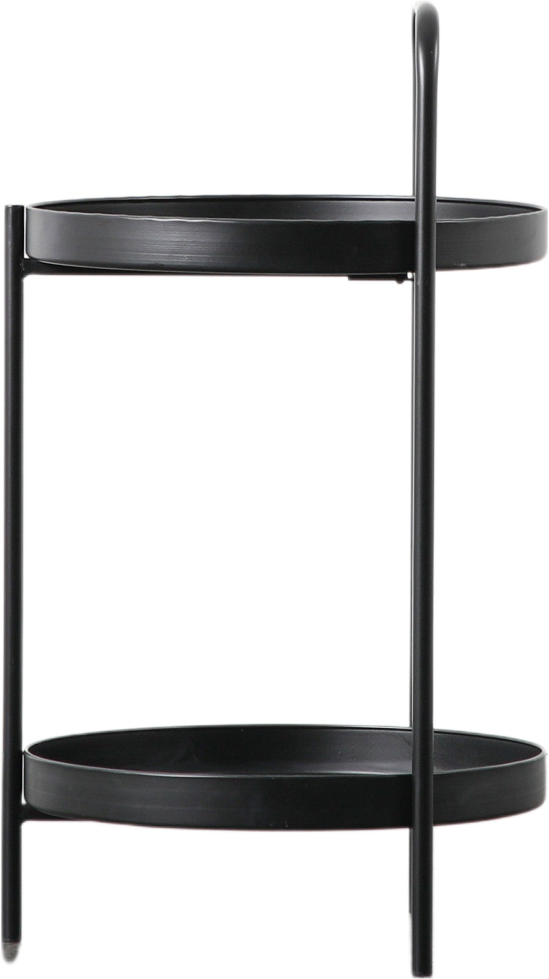 Gallery Direct Sennen Side Table in Black metal features a tray style table top and a lower shelf 