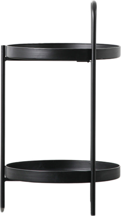 Gallery Direct Sennen Side Table in Black metal features a tray style table top and a lower shelf 