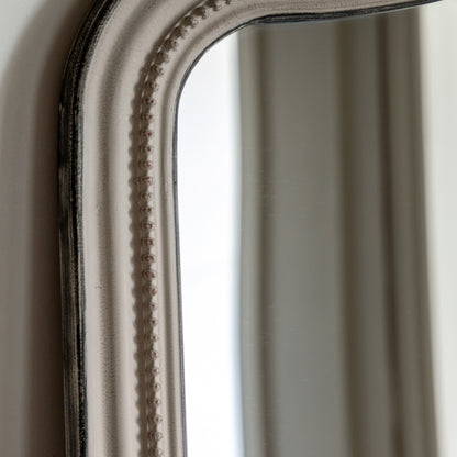 Gallery Direct Shoreline Arch Leaner Mirror Grey, close-up of the mirror and frame details
