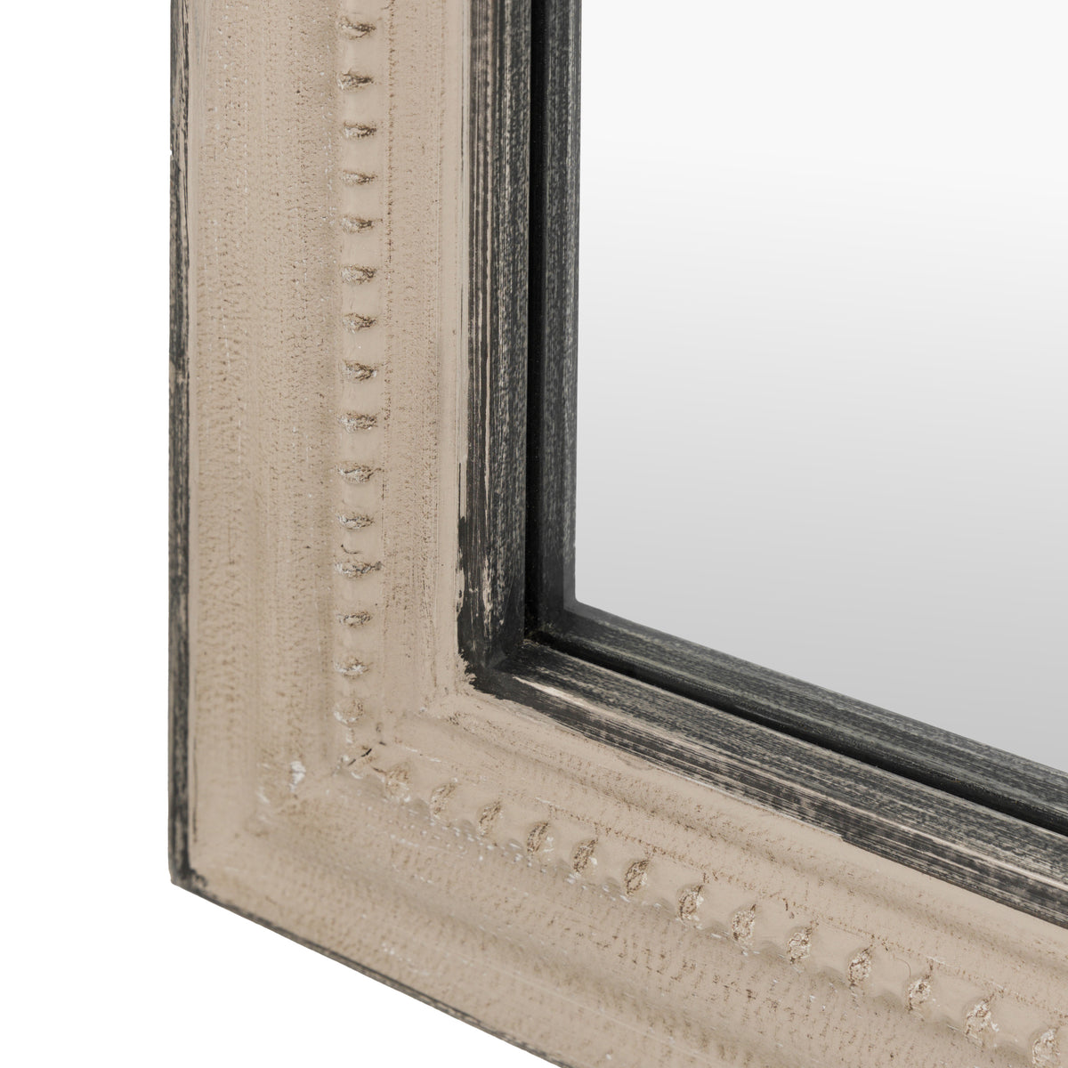 Gallery Direct Shoreline Arch Leaner Mirror Grey, close-up of the mirror and frame details
