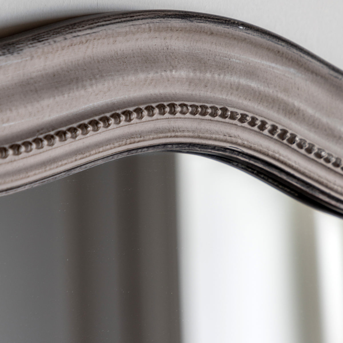 Gallery Direct Shoreline Arch Mirror Grey, close-up of the mirror and frame details