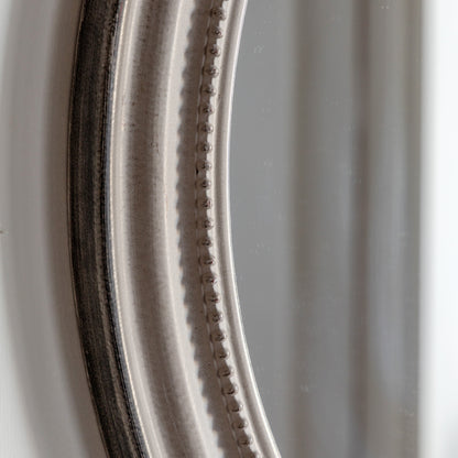 Gallery Direct Shoreline Round Mirror Grey, close-up of the mirror and frame details
