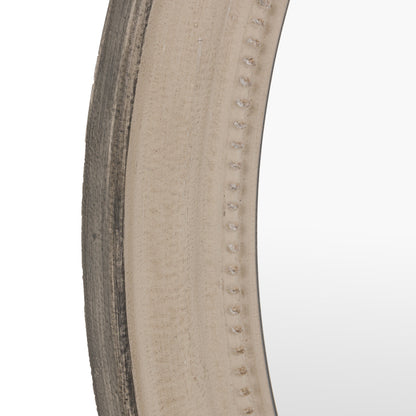 Gallery Direct Shoreline Round Mirror Grey, close-up of the mirror and frame details