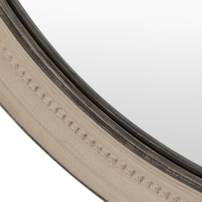 Gallery Direct Shoreline Round Mirror Grey, close-up of the mirror and frame details