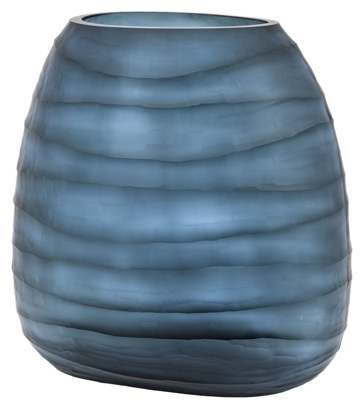 Gallery Direct Sintra Handblown Carved Glass Vase Ink Large, complete product view on a white background