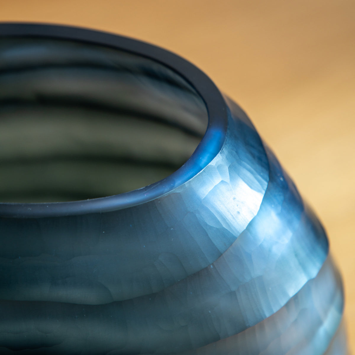 Gallery Direct Sintra Handblown Carved Glass Vase Ink Small, close-up showing its finish and detail