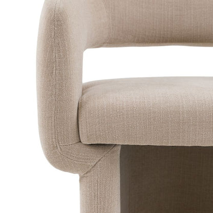 Gallery Direct Sloane Dining Chair upholstered in Natural fabric with padded seat and curved backrest