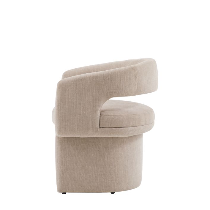 Gallery Direct Sloane Dining Chair upholstered in a Natural toned fabric with curved design for a modern contemporary home