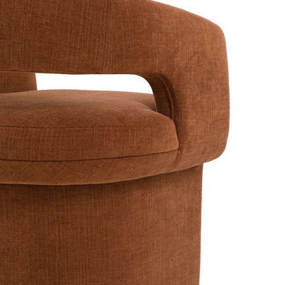 Gallery Direct Sloane Dining Chair in Rust colour has a curved backrest, padded seat and one piece base for a distinctive dining aesthetic 