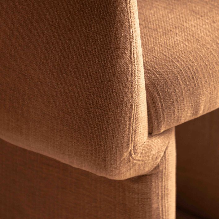 Gallery Direct Sloane Dining Chair is upholstered in a warm Rust toned fabric with comfortable padded seat cushion