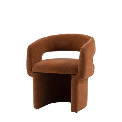 Gallery Direct Sloane Dining Chair is upholstered in a warm Rust toned fabric, with a modern curved design for a contemporary look