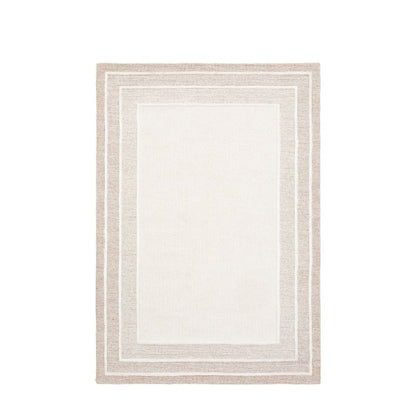 Gallery Direct Small Ithaca Neutral Tonal Border Rug measuring 1200x1800mm with a hand tufted mix of wool and polyester fibres for a soft luxurious feel