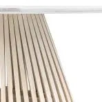 Gallery Direct Soho Oval Dining Table features a white Indian marble top and a slatted wooden base