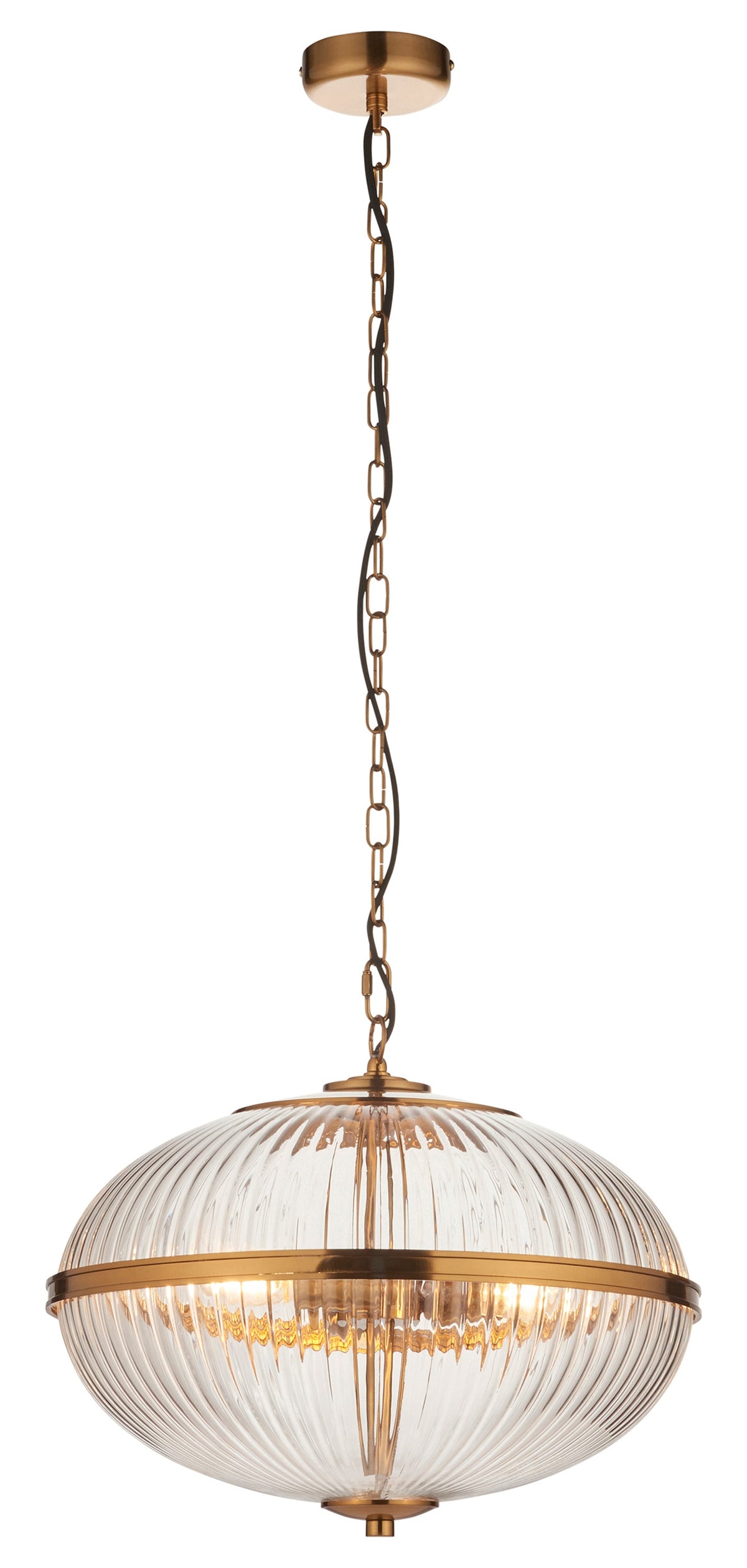 Gallery Direct Somerset 3 Pendant Light Vintage Brass, complete product view on a white background